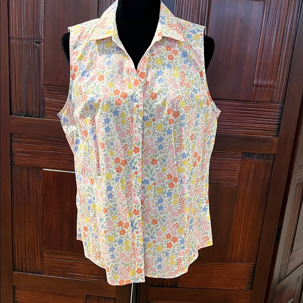 Talbots, Floral, Cotton, Sleeveless Front Button Women's Top, 16P